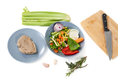 High angle view of food on table