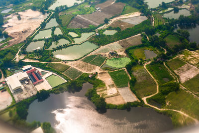 High angle view of agricultural landscape