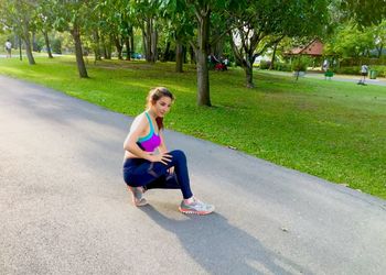 Woman sitting in park