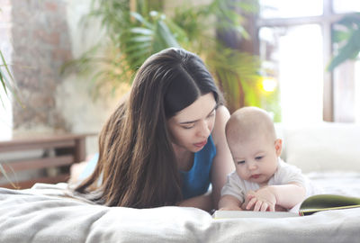 Mother and daughter at home