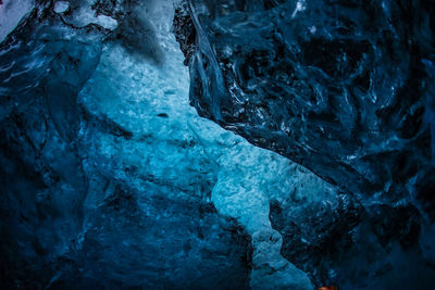 Full frame shot of blue water in cave