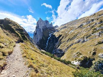 Panoramic view of mountains against sky