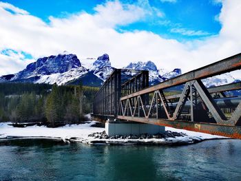 Bridge over river against sky