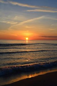 Scenic view of sea at sunset