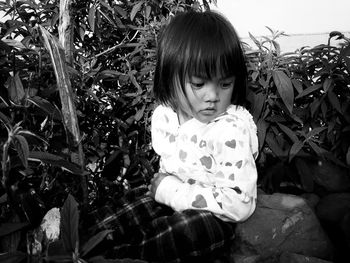 Cute girl looking away outdoors