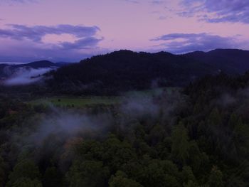 Scenic view of landscape against sky at sunset