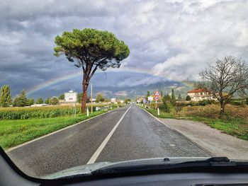 Road by trees against sky