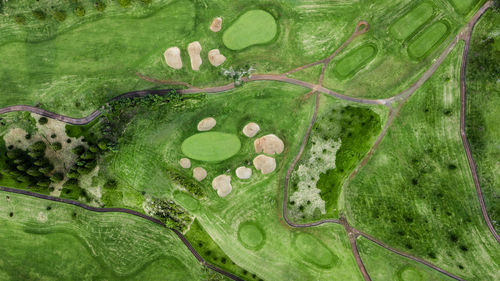 High angle view of golf course