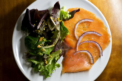 High angle view of meal served in plate