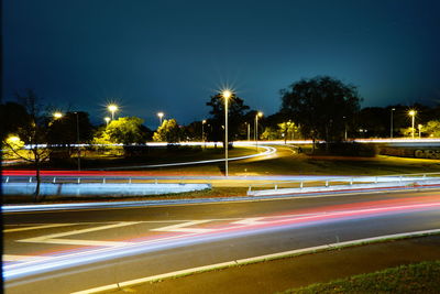 Light trails on street at night