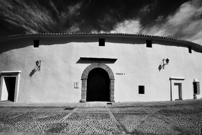 Entrance of building against sky