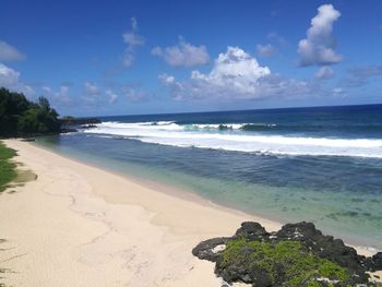 Scenic view of beach against sky