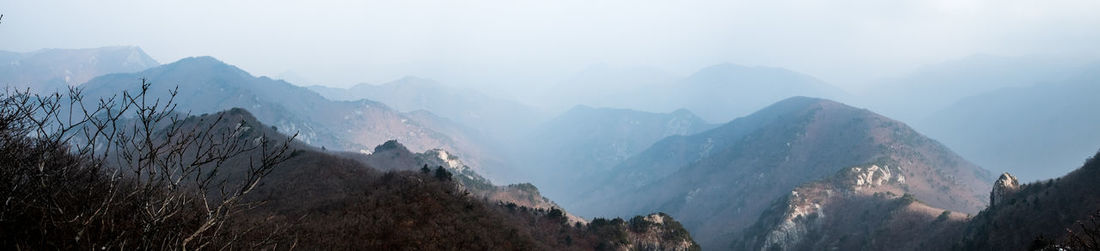 Panoramic view of mountains against sky