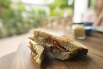 Close-up of food on table