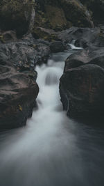 Stream flowing through rocks in forest