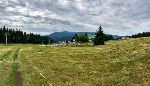 Scenic view of field against sky