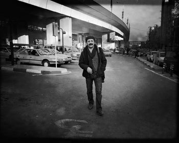 Woman standing in city