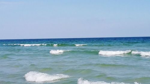 Scenic view of sea against clear sky