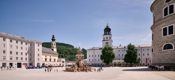Baroque residence fountain and residentplatz in salzburg, austria