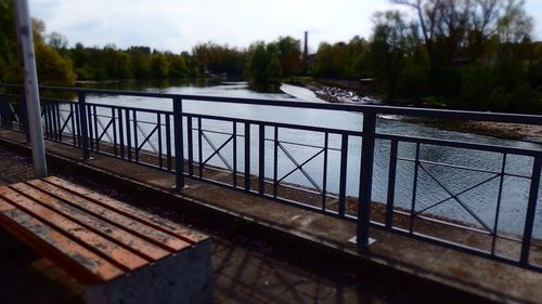 View of railing by sea