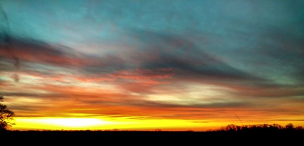 Silhouette of landscape at sunset