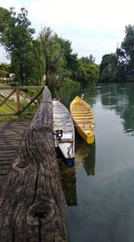 Reflection of trees in lake against sky