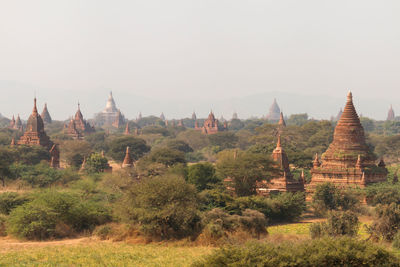 Panoramic view of temple on building against sky