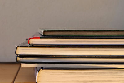 Close-up of books on table