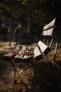 Close-up of open book on field