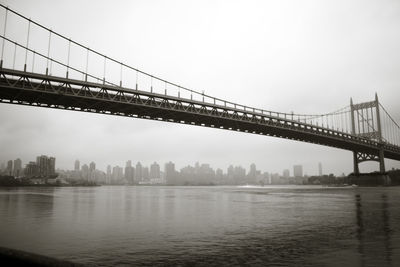 Bridge over river with city in background