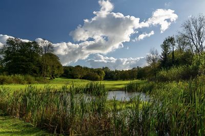 Scenic view of lake against sky