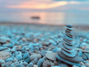 Close-up of pebbles on beach