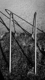 High angle view of metallic fence