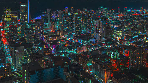 Illuminated cityscape at night.toronto city,cannada