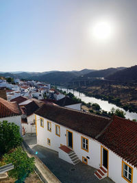 High angle view of townscape against sky