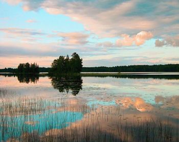 Scenic view of lake against sky