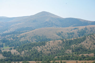 Scenic view of mountains against clear sky