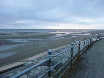 Scenic view of sea against cloudy sky