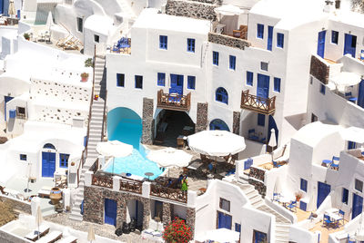 High angle view of oia village at santorini