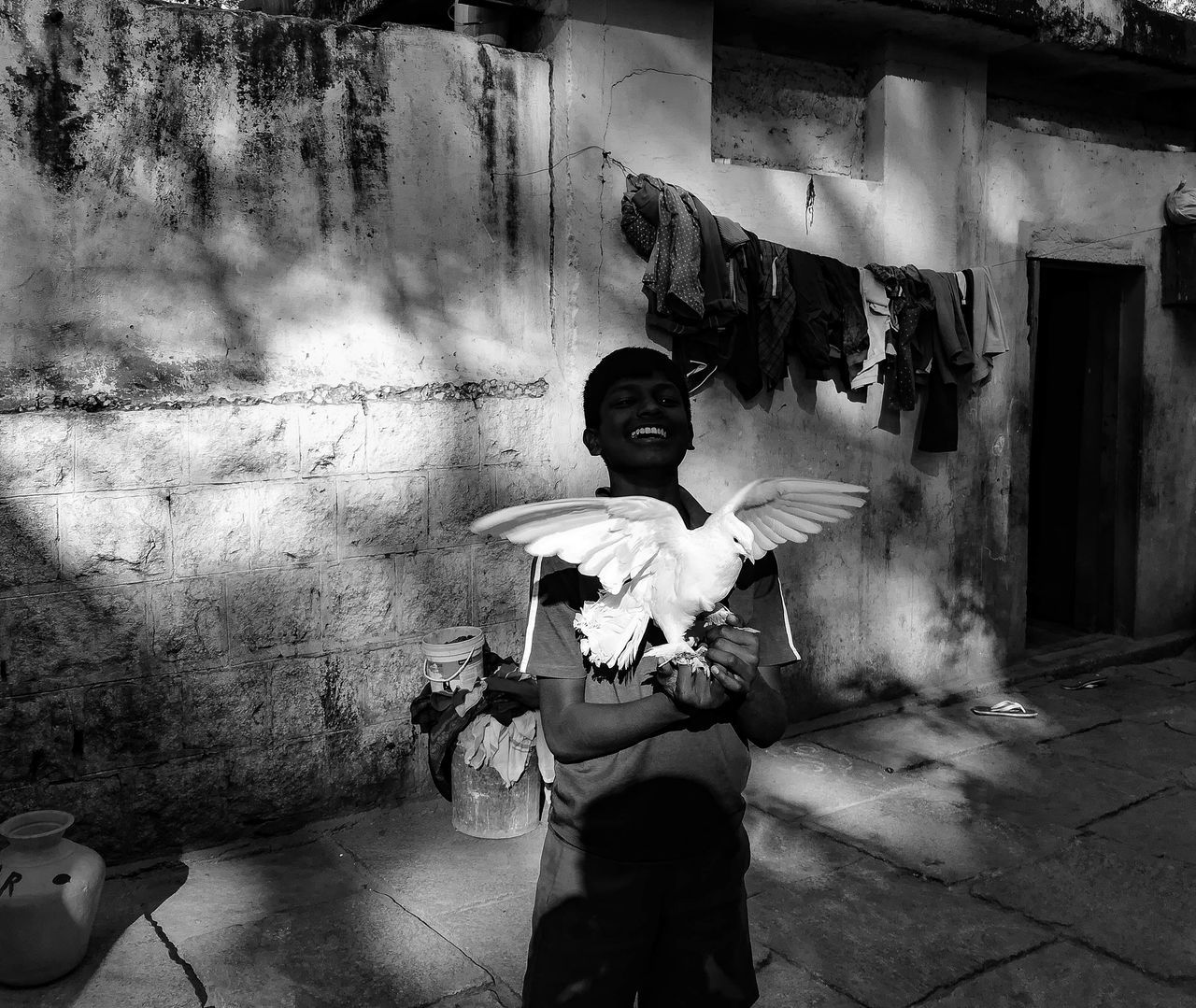 childhood, front view, one person, boys, girls, day, looking at camera, real people, child, portrait, outdoors, building exterior, halloween, architecture, people