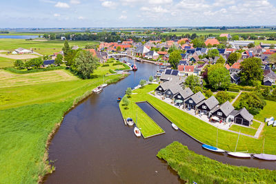 Aerial from the village gaastmeer in friesland the netherlands