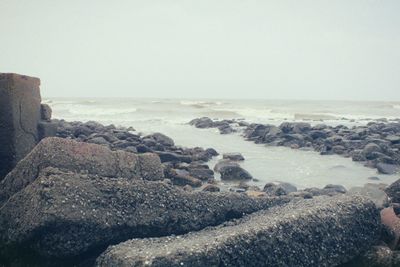 Scenic view of sea against clear sky