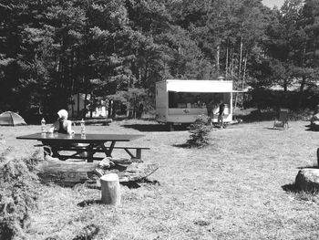 View of built structure against trees