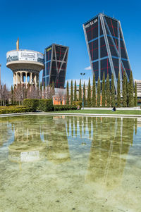 Reflection of buildings in water