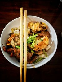 High angle view of meal served in plate