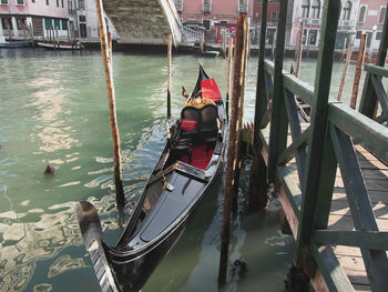 Gondola moored in grand canal