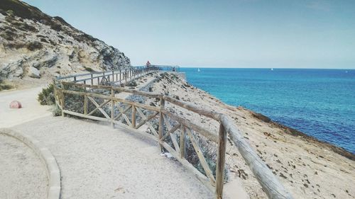 Scenic view of sea against clear sky