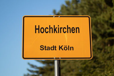 Close-up of road sign