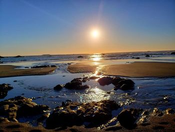 Scenic view of sea against sky during sunset