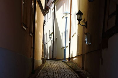 Narrow alley along buildings